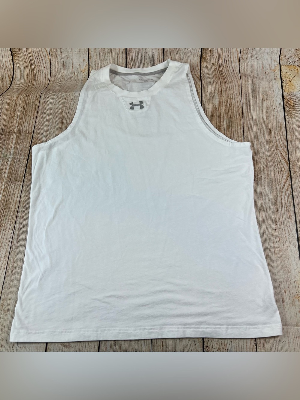 Mens Under Armour Heatgear Regular Fit White Tank Top Muscle Shirt Size 2XL